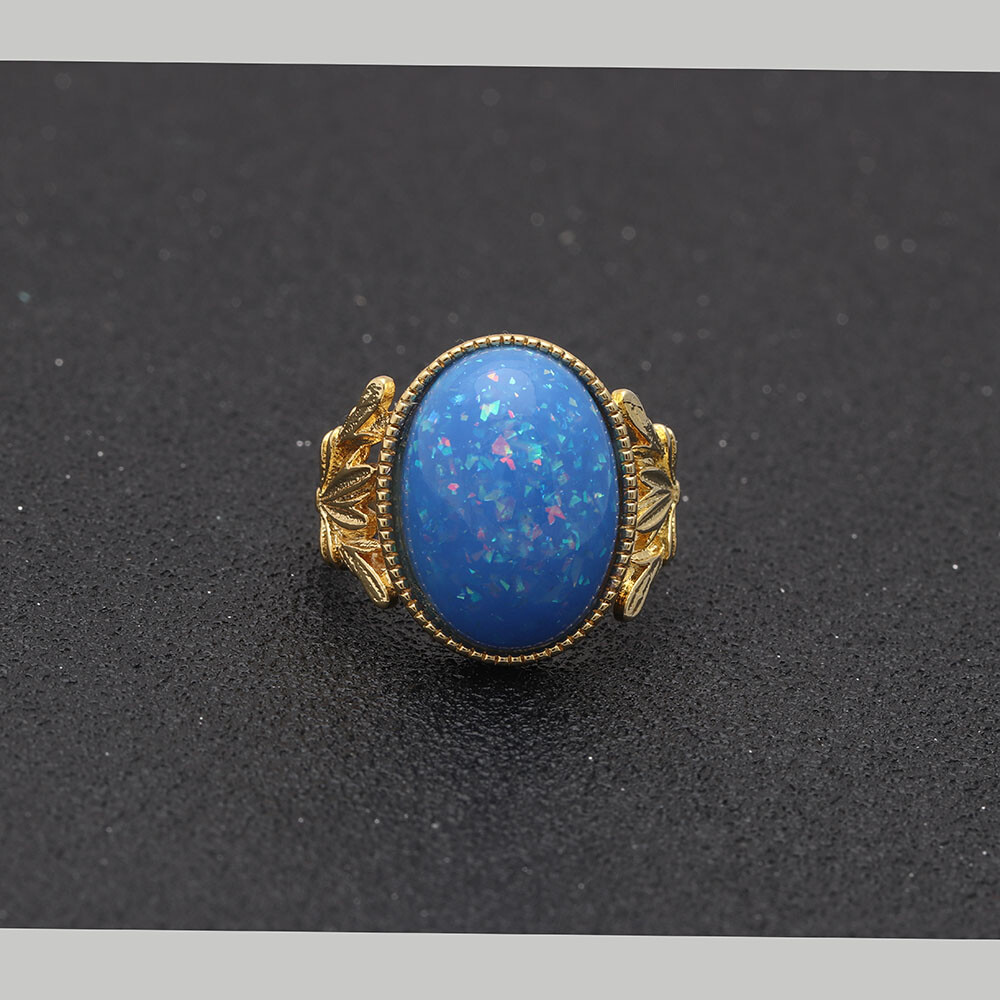 Alberta Simulated Blue Fire Opal Ring Womens by Ginger Lyne Collection