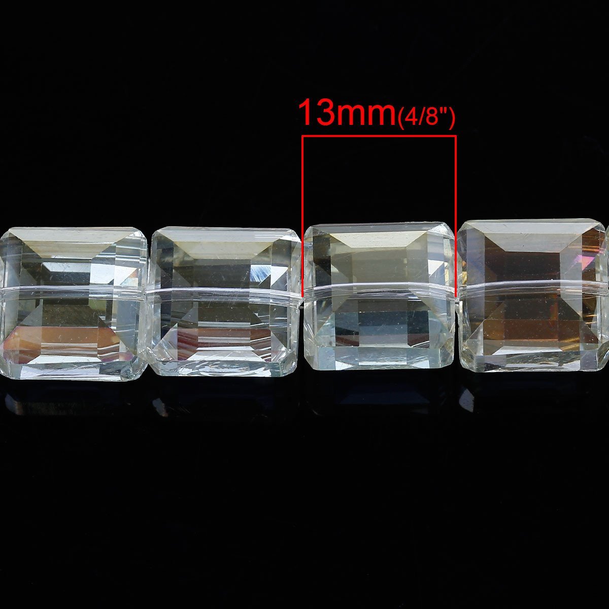 Sexy Sparkles 1 Strand Cube Glass Loose Beads Faceted Pale Yellow AB Color 13mm