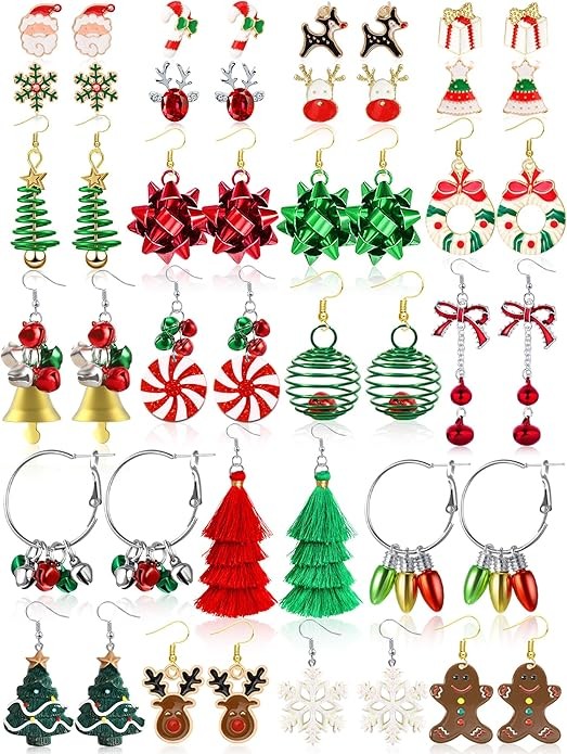 23 Pairs Christmas Earrings for Women Xmas Holiday Dangle Earrings Christmas