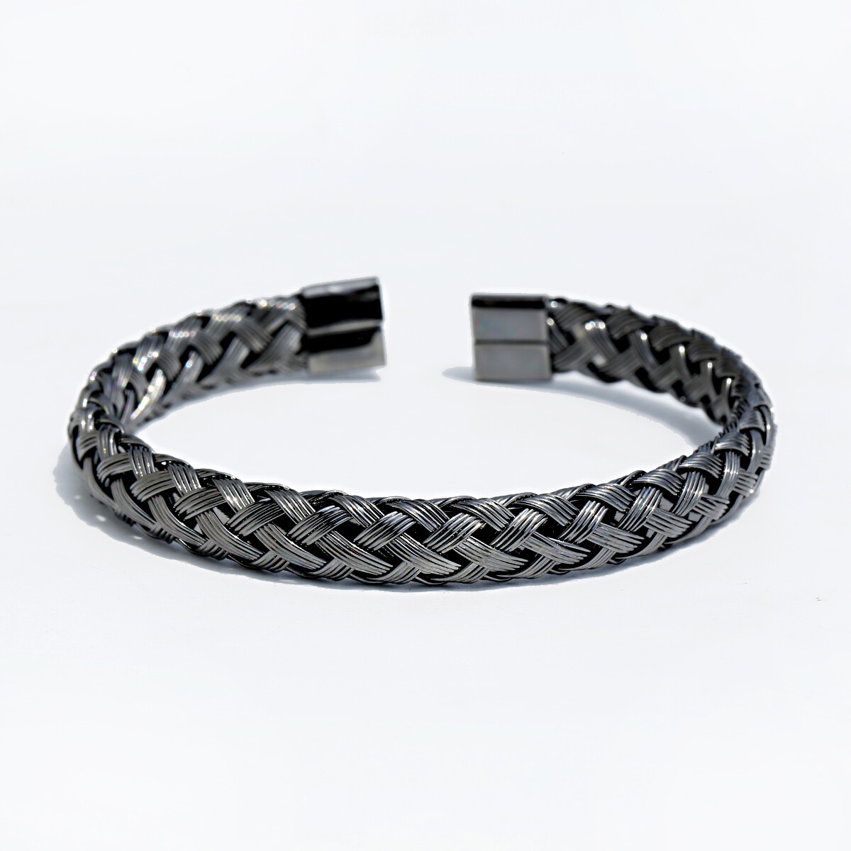 Luxury Stainless Steel Wire Braided Open Cuff Charm Wristband Bangle Bracelets