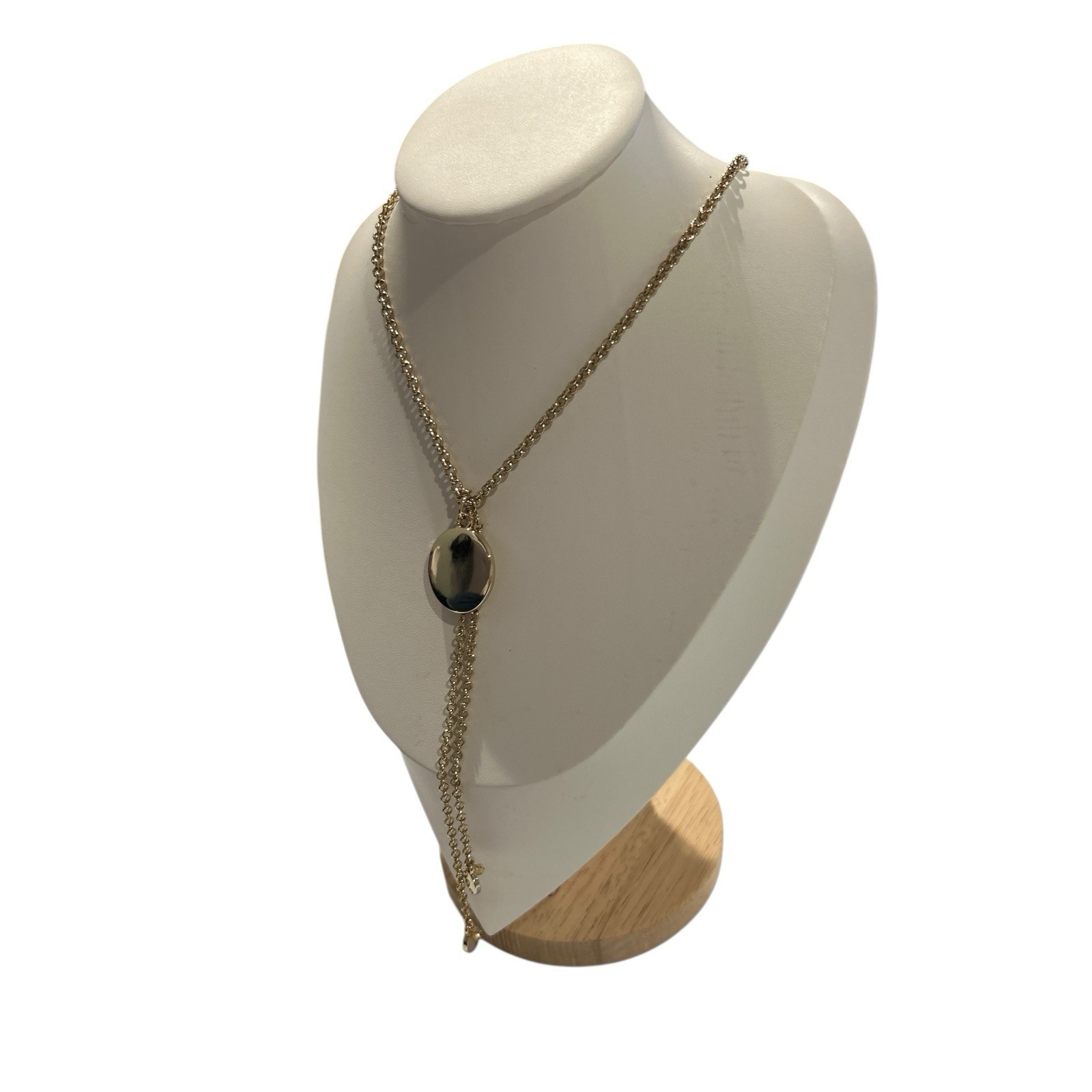 Gold Tone Double Chain Y-Necklace, Western | Adjustable Layered Pendant | NWT