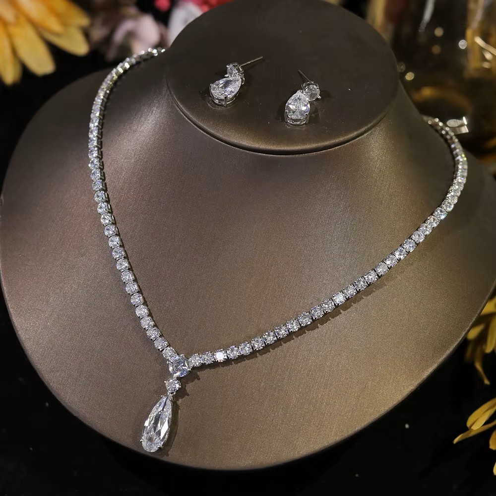 Simple 3A Zircon Drop Shape Women High Quality Party Bridal Wedding Jewelry