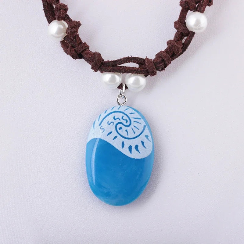 Blue Stone Luminous Pendant Necklace Rope Chain Fashion Jewelry