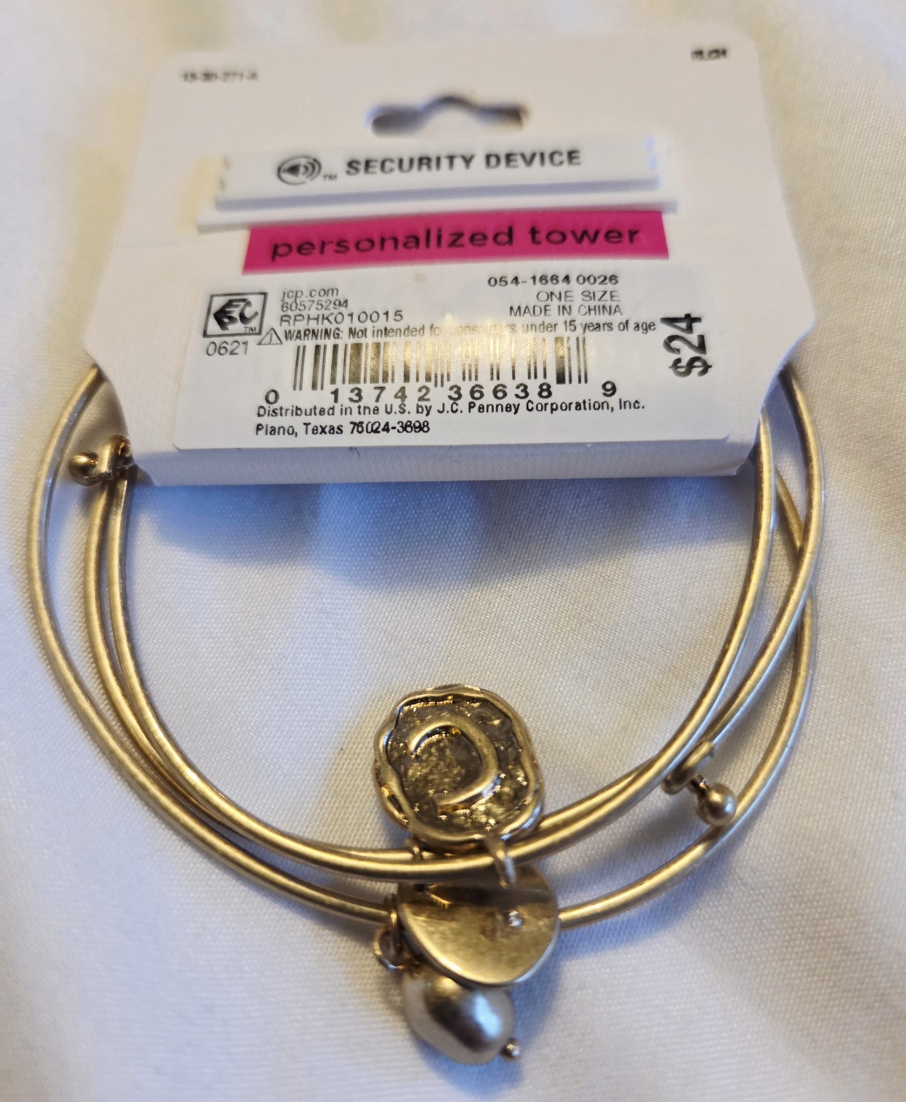 A New Approach A.N.A. Monogram “C” Charm, Stretch Bracelet Matte Gold Tone, NWT