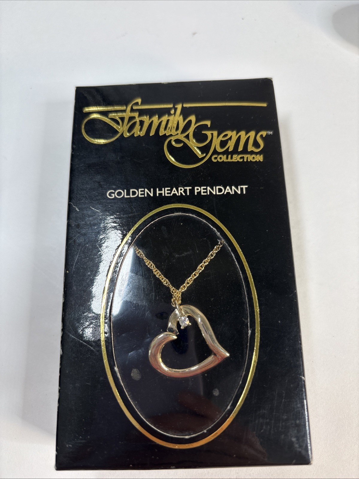 Vintage Family Gems Collection Gold Tone Heart Pendant With Chain NIB