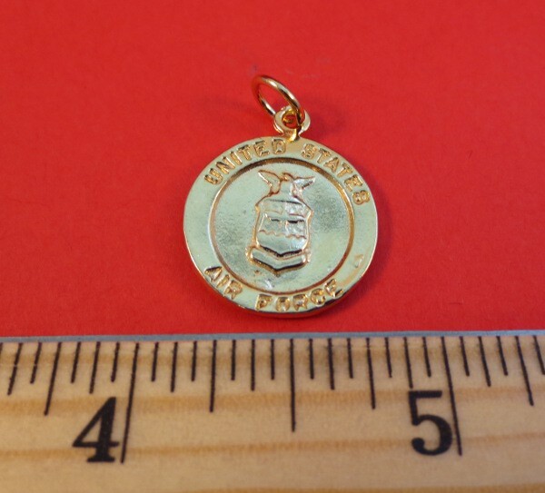 14KT GOLD PLATED AIR FORCE / ST. CHRISTOPHER TWO SIDED CHARM & 20″ ROPE CHAIN