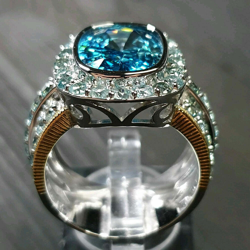 Elegant Two Tone 925 Silver Ring Women Jewelry Wedding Ring Sz 6-10