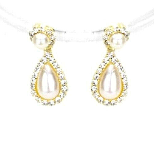 OFF WHITE, CREAM PEARL CRYSTAL, BRIDAL WEDDING PROM FORMAL NECKLACE JEWELRY SET