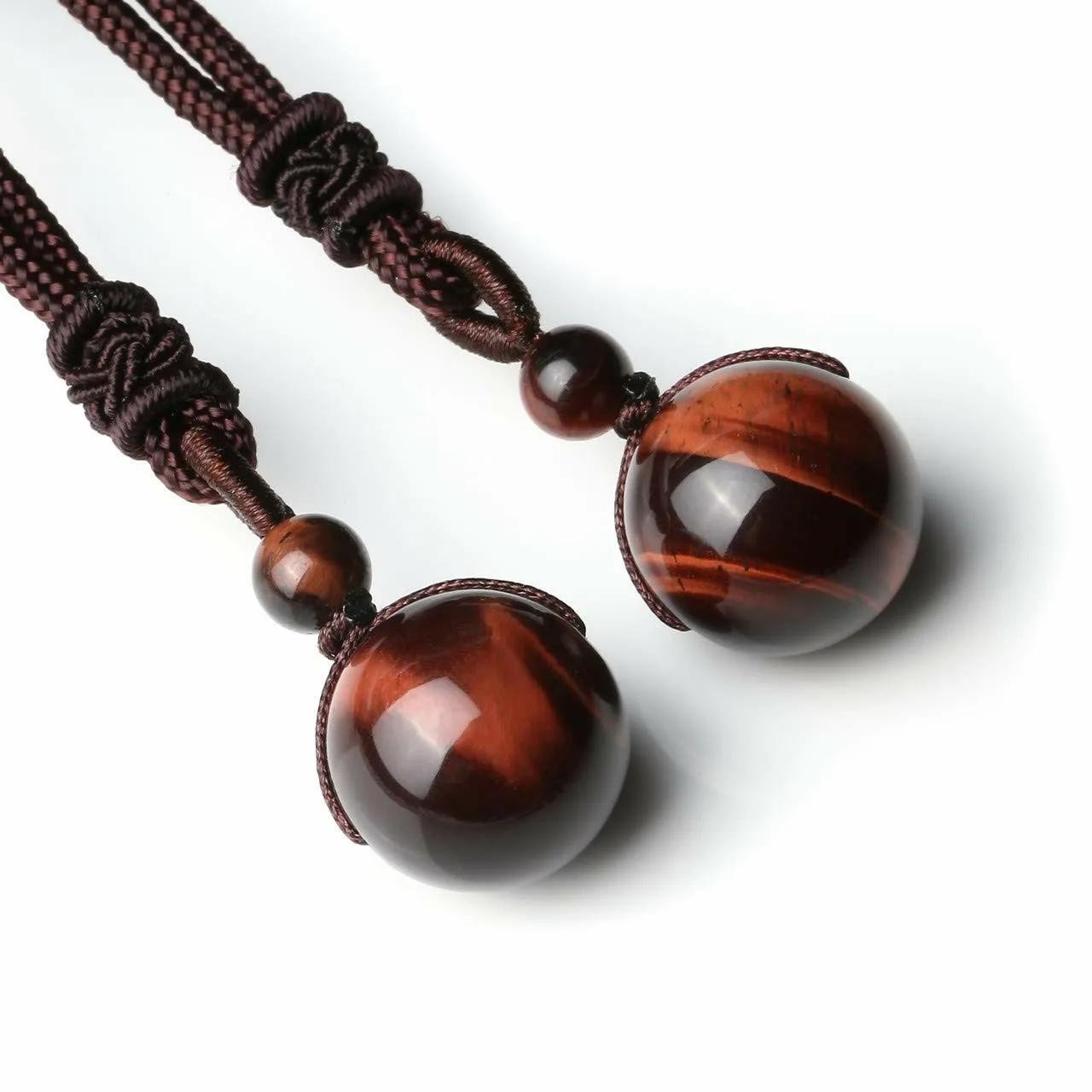 Natural Obsidian Tiger Eye Amethyst Pendant Necklace Adjustable Cord Gift