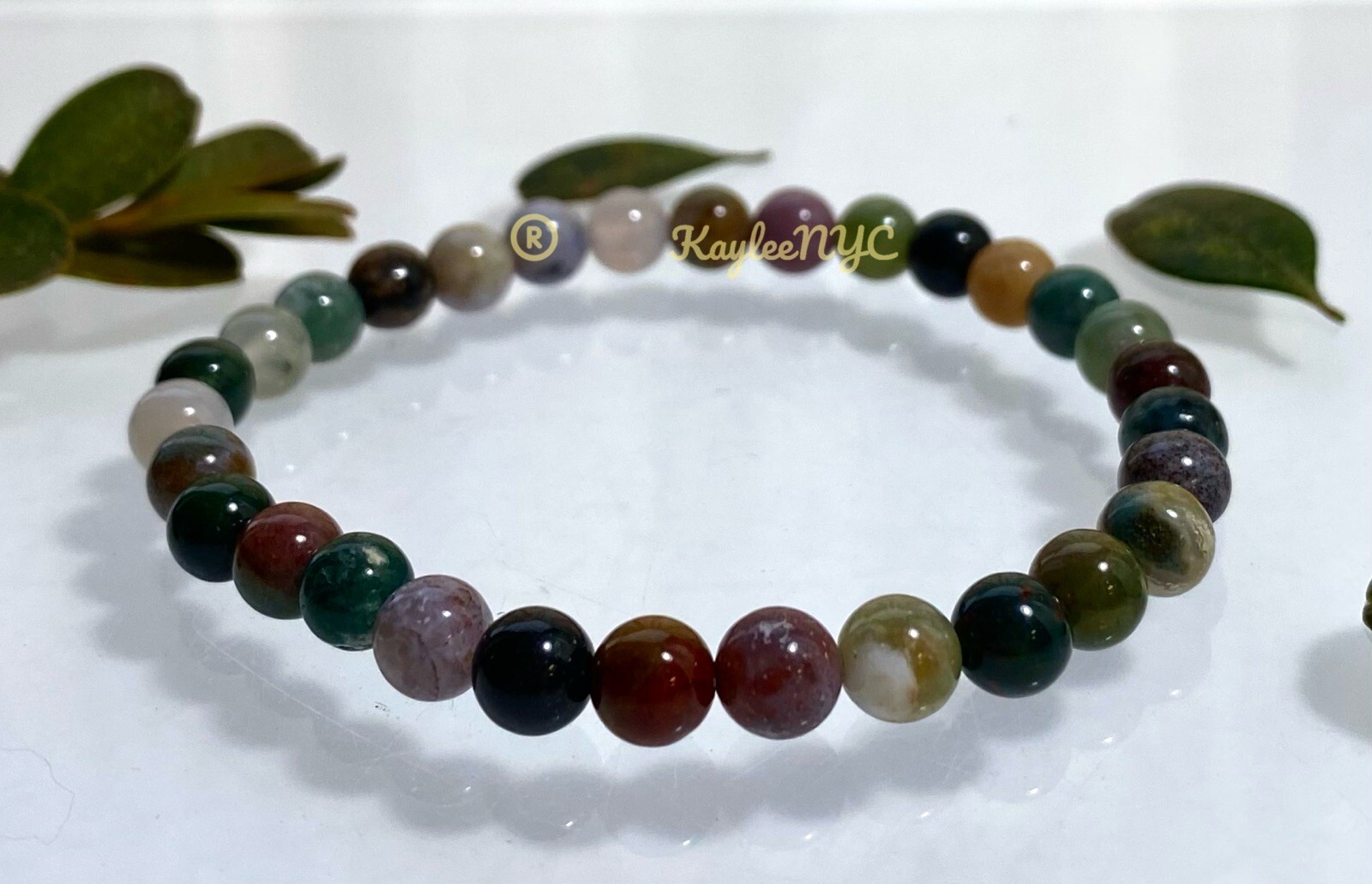 Wholesale 6 Pcs Natural Indian Moss Agate 6mm 7.5” Crystal Stretch Bracelet