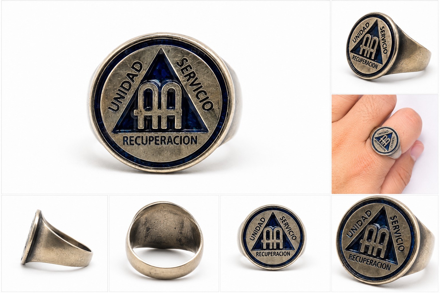 Alcoholics Anonymous AA Bronze Signet Ring Unity Service Recovery Size 12 AA