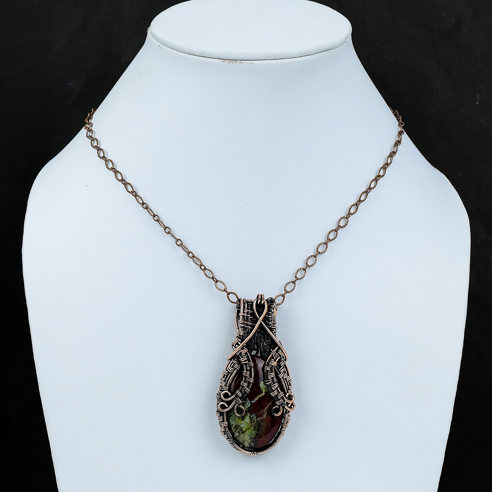 Dragon Bloodstone Copper Gift For Mum Wire Wrapped Pendant 2.76″