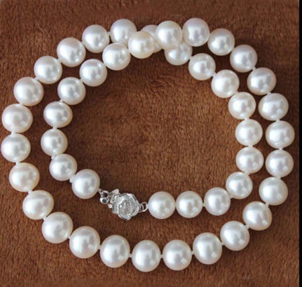 Natural 8-9mm White South Round Sea Pearl Beads Necklace 14-50 in