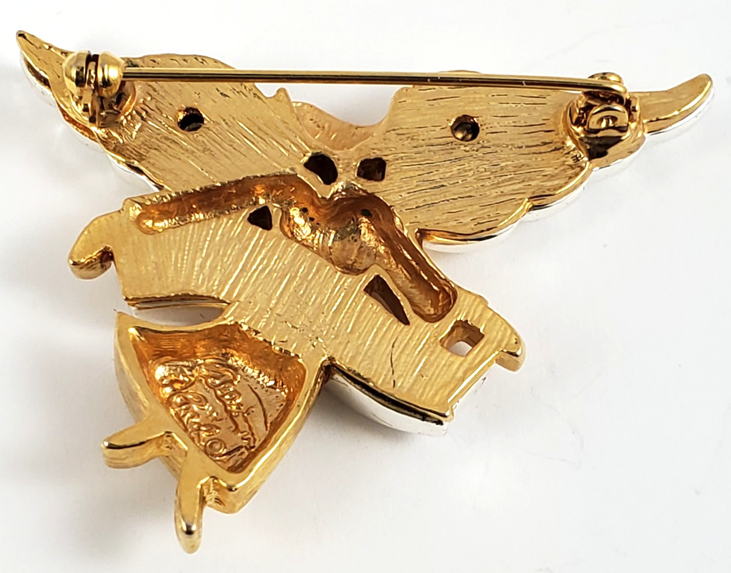 Vintage Allison Reed Signed Angel Brooch Pin Peace Banner Mixed Metal