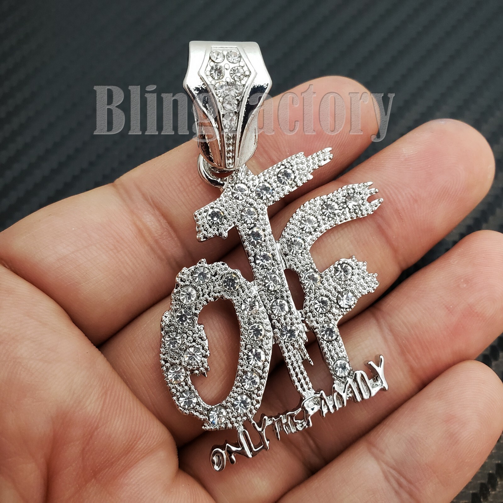 Iced Only the Family OTF Pendant & 6mm 20″ CZ Choker Chain Hip Hop Necklace