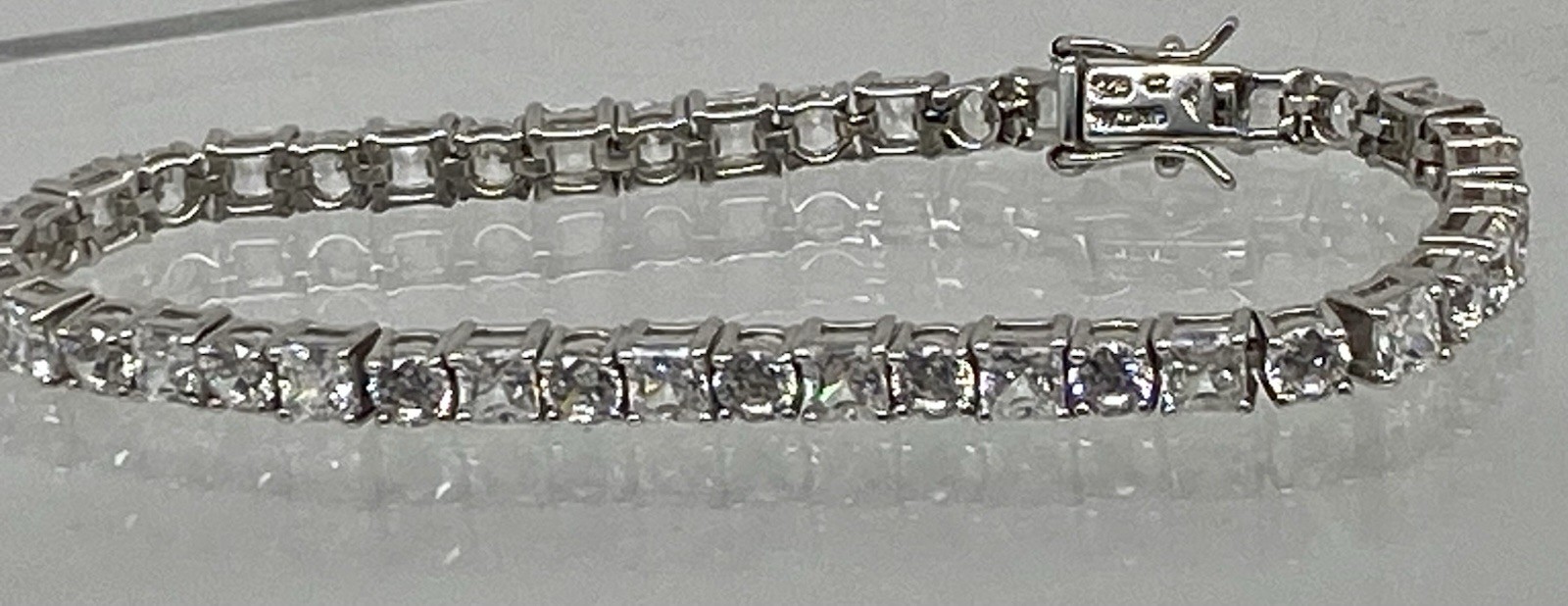 Epiphany Platinum Clad Sterling Silver Princess Asscher CZs Tennis Bracelet 7.5”