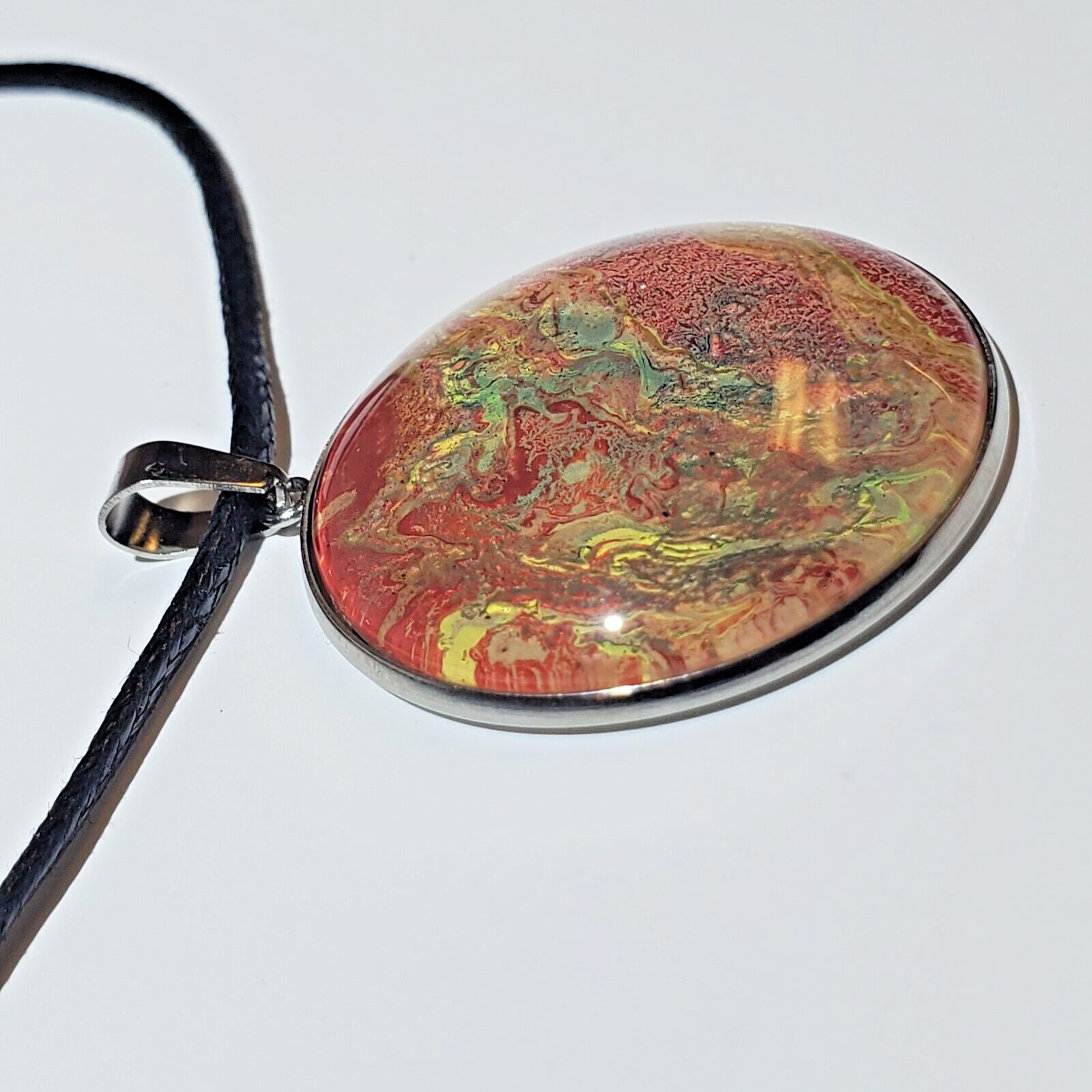 Necklace and Earrings Set, Acrylic Paint Pour Painting Jewelry, A4