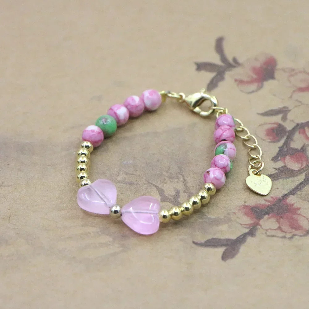 Baby Girls Bracelet Natural Stone Bead Lobster Clasp Charm Jewelry Adjustable