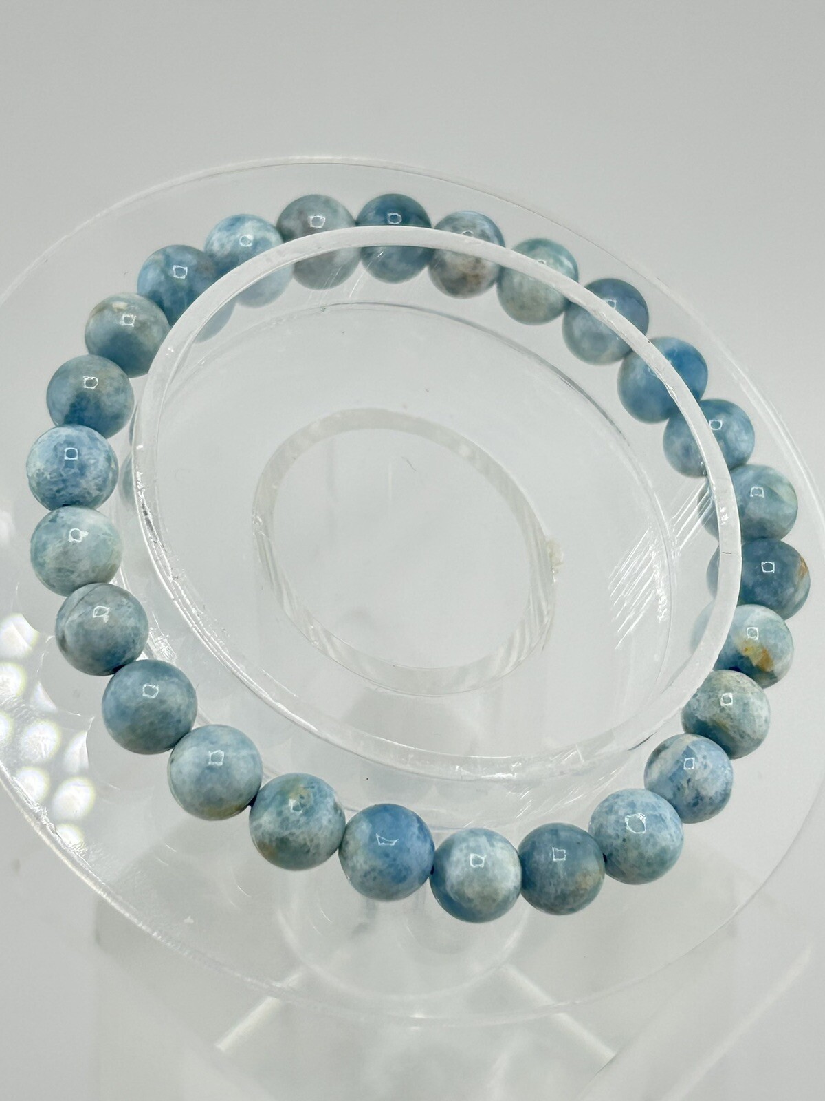 Natural 7mm Special Color Aquamarine Beads Bracelet Stretch Women Gift Holiday
