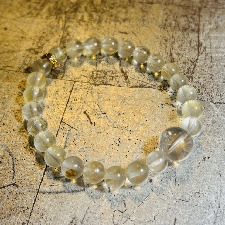Clear crystal Round Beaded with yellow garden Stretch bracelet