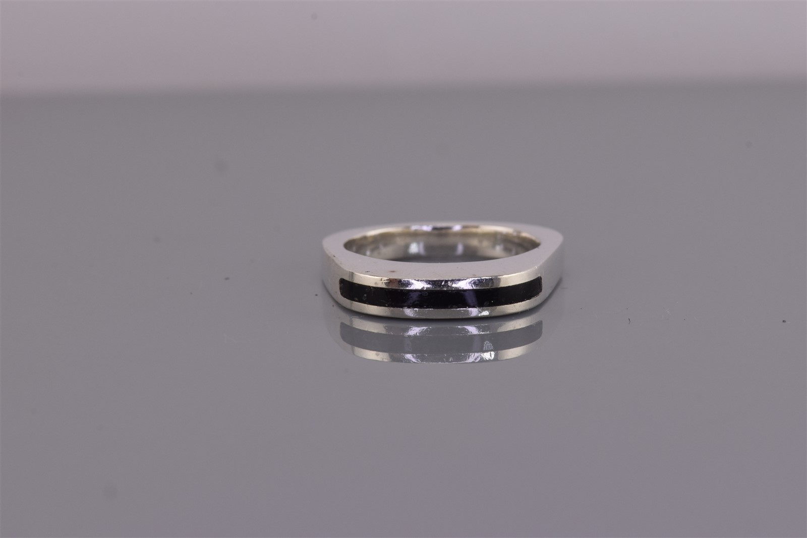 Sterling Silver 3.5mm Raised Curved Face Black Onyx Solid Band Ring 925 Sz: 5