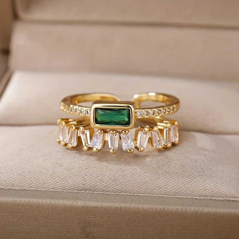 14K Yellow Gold Plated 1Ct Simulated Emerald & Diamond Women’s Ear Cuff Earrings