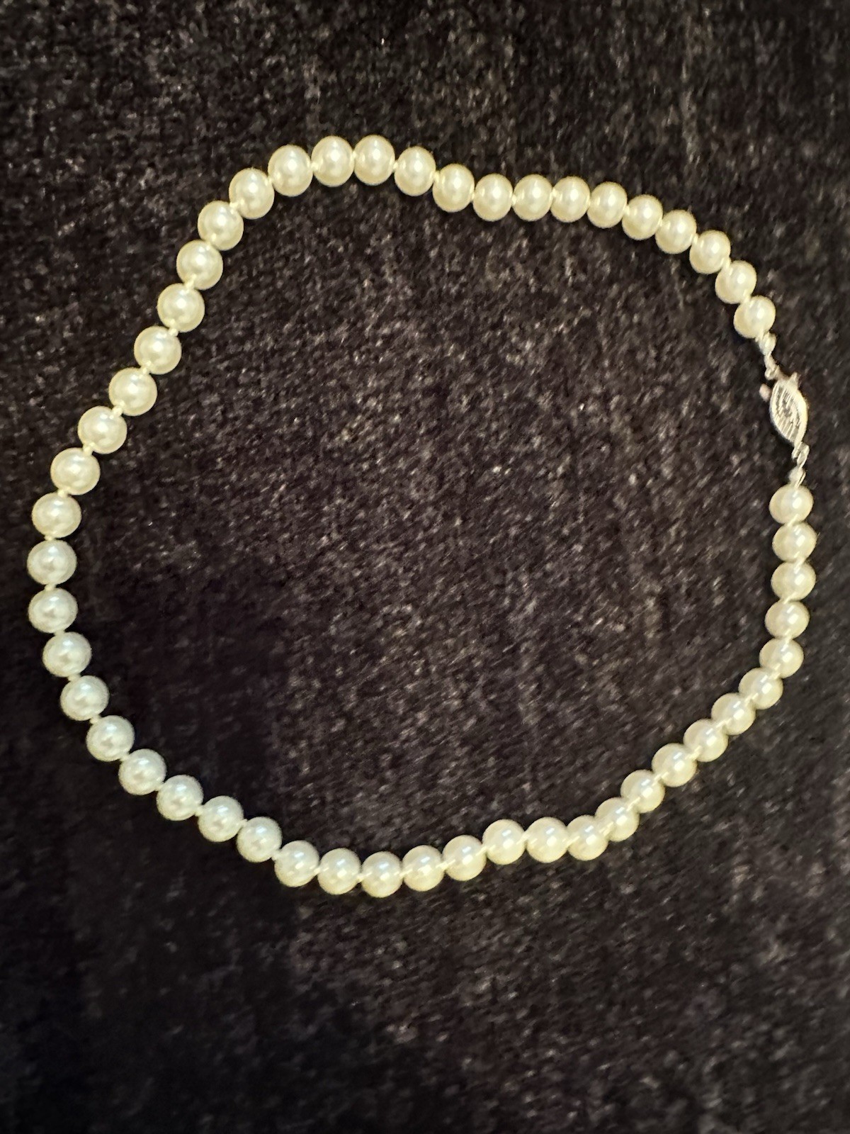 Ivory Faux Beaded Pearl Necklace With Silver Tone Clasp