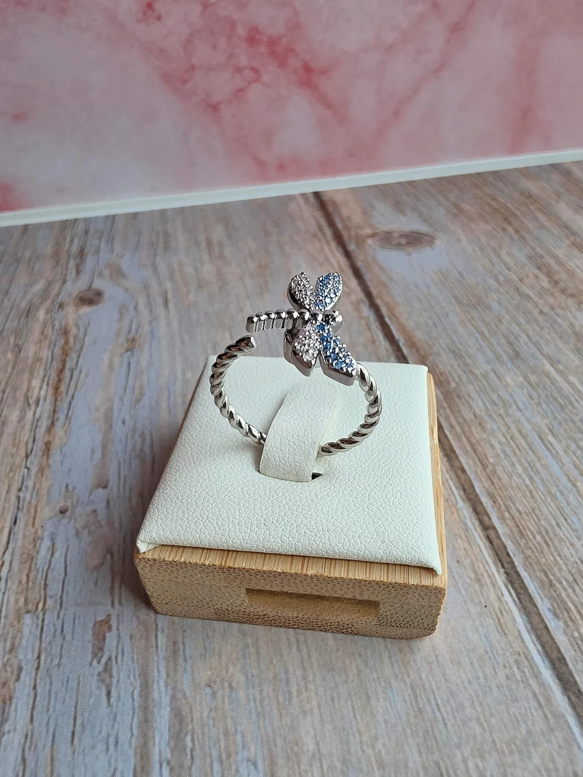 Silver Fidget Spinner Ring Butterfly Dragonfly CZ Women Gift Anxiety Relief