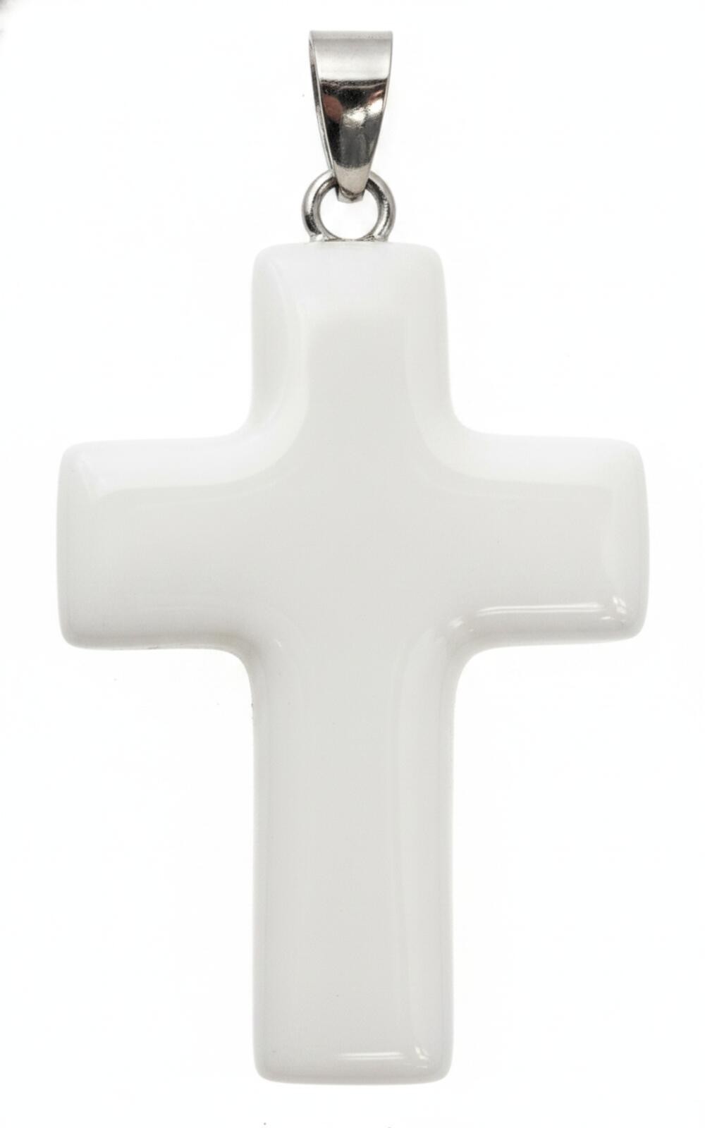 Cross Quartz Crystal Pendant Charm Necklace Jewelry White Black Faith Gift New
