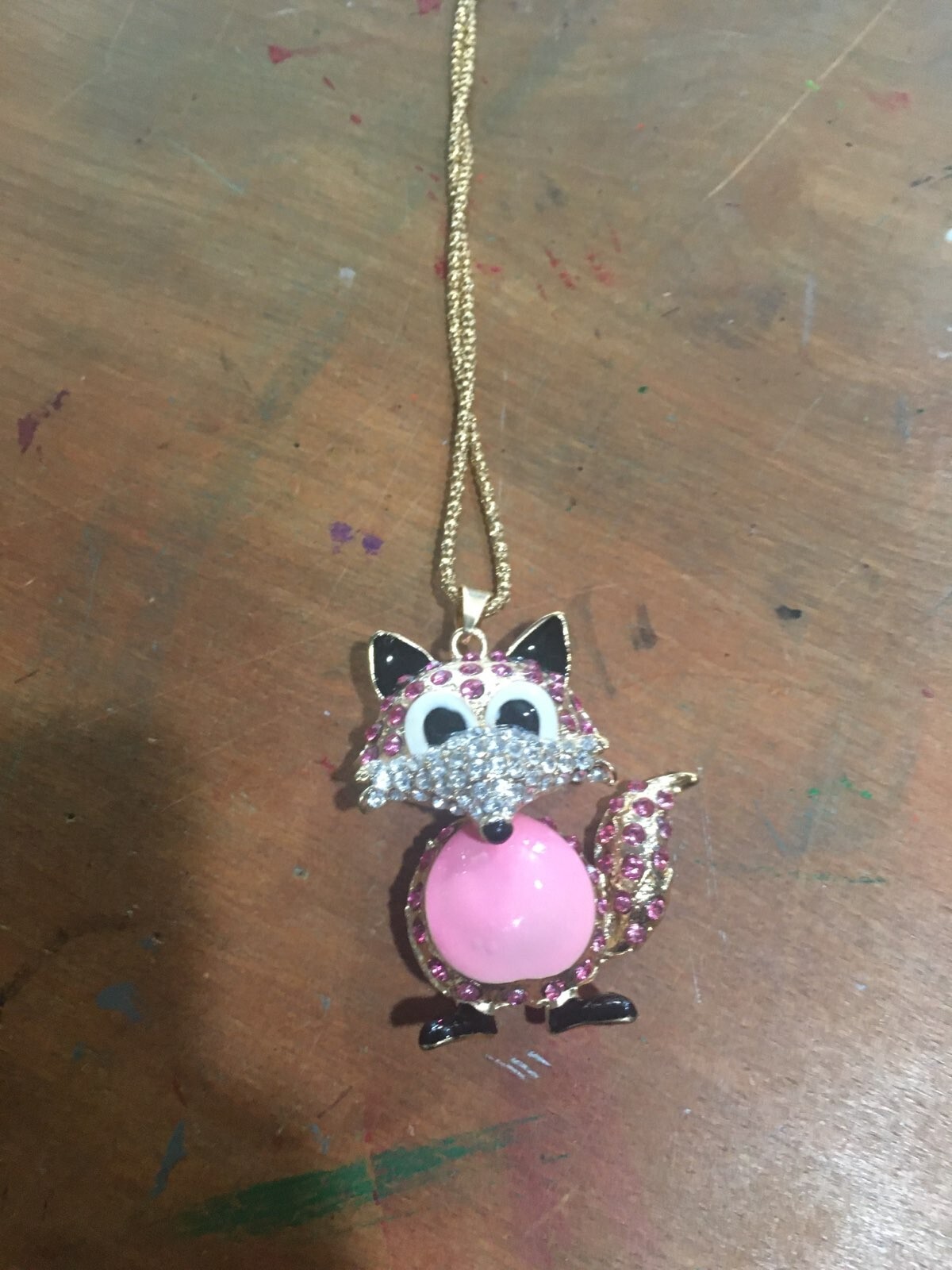 Betsey Johnson PINK FOX Pendant Necklace NWT
