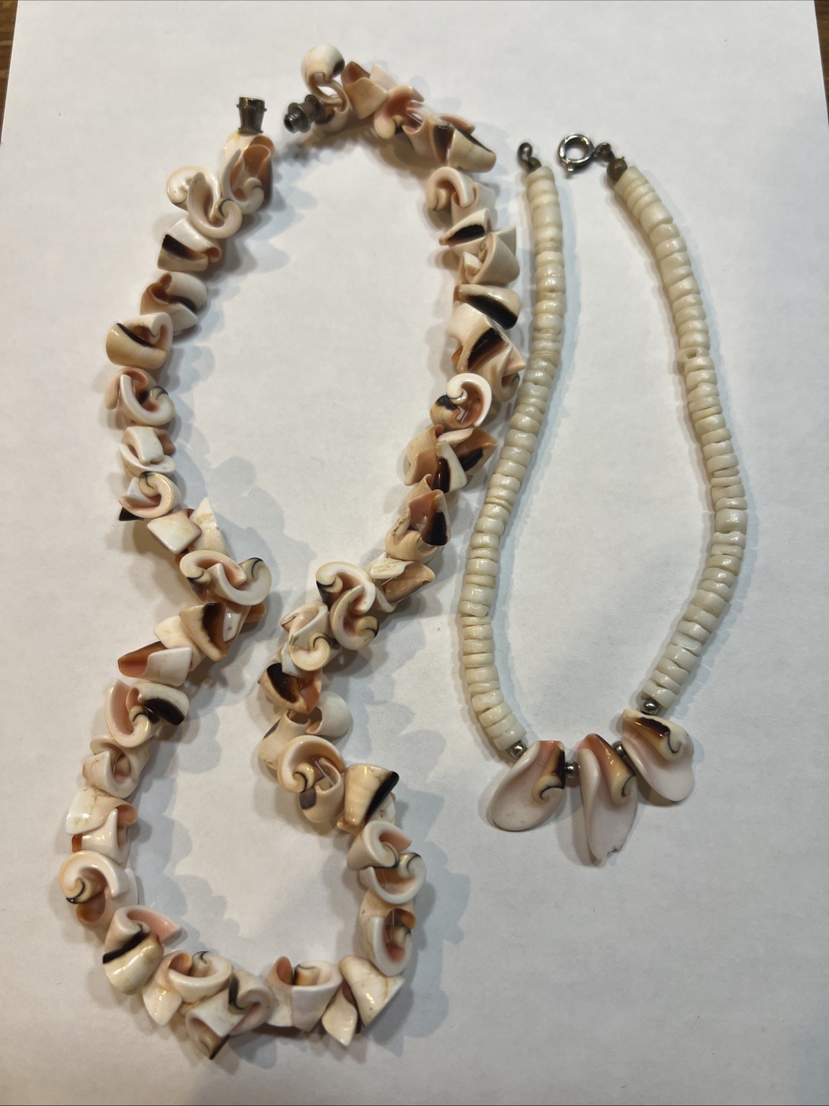 Matching shell anklet and choker necklace (pink/orange/white/black)15”