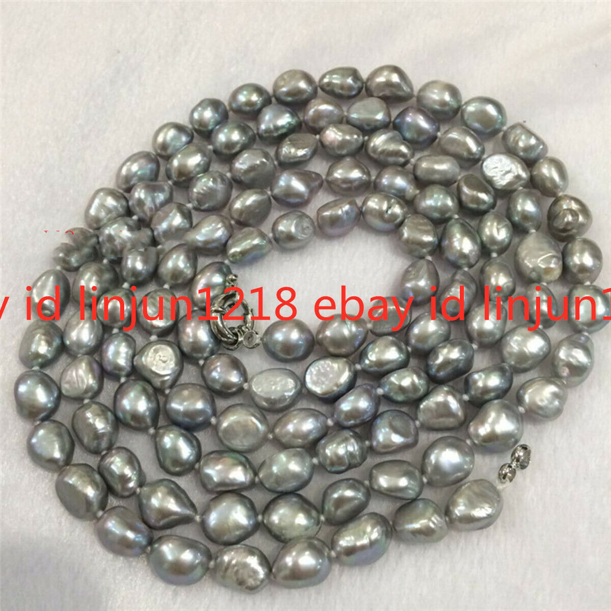 New 7-8/8-9/9-10mm Gray SOUTH SEA GENUINE GRAY BAROQUE PEARL NECKLACE 14-50 in