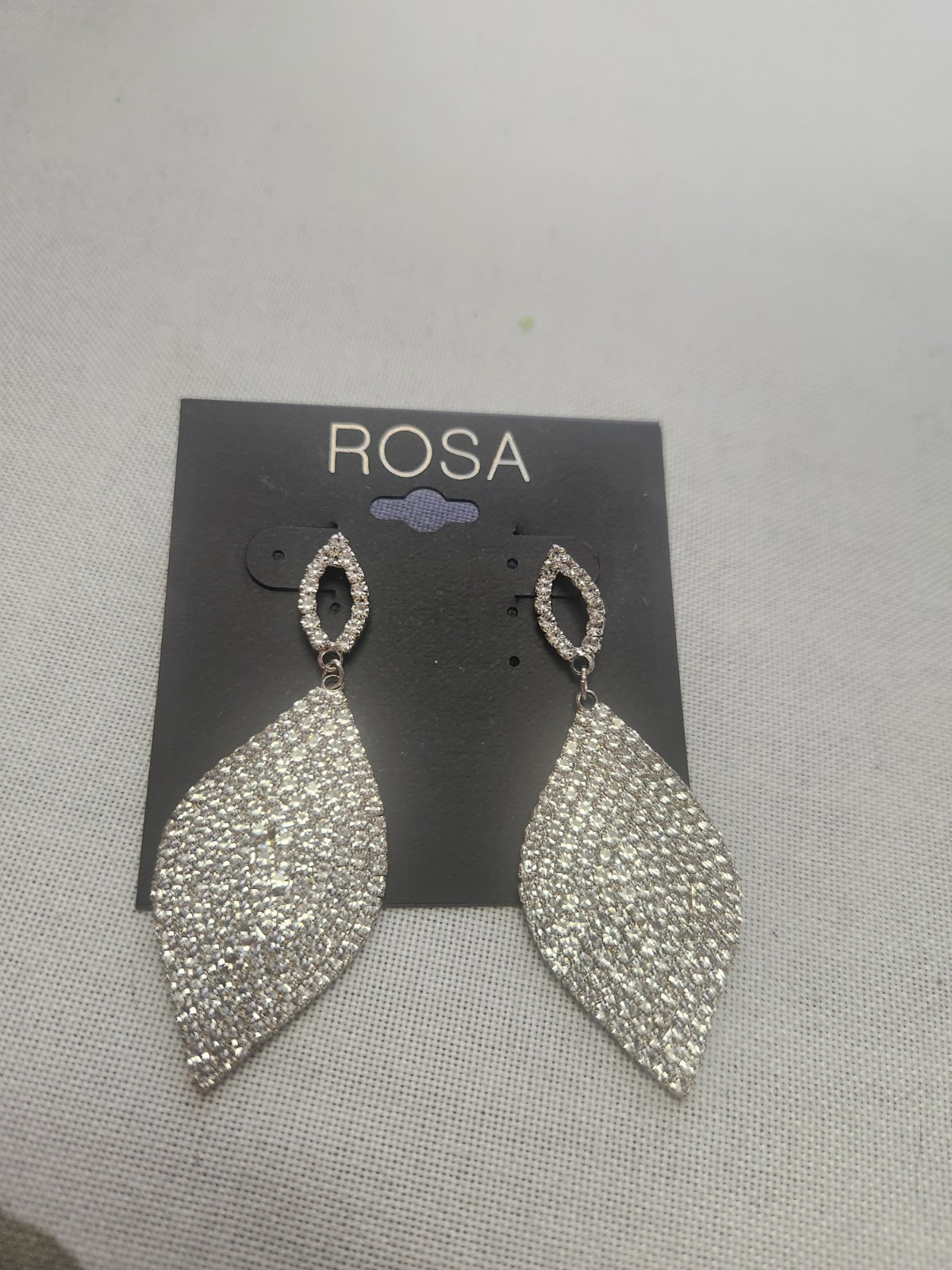 NEW Rosa 2.5” Drop Dangle Pierced Earrings Rhinestone