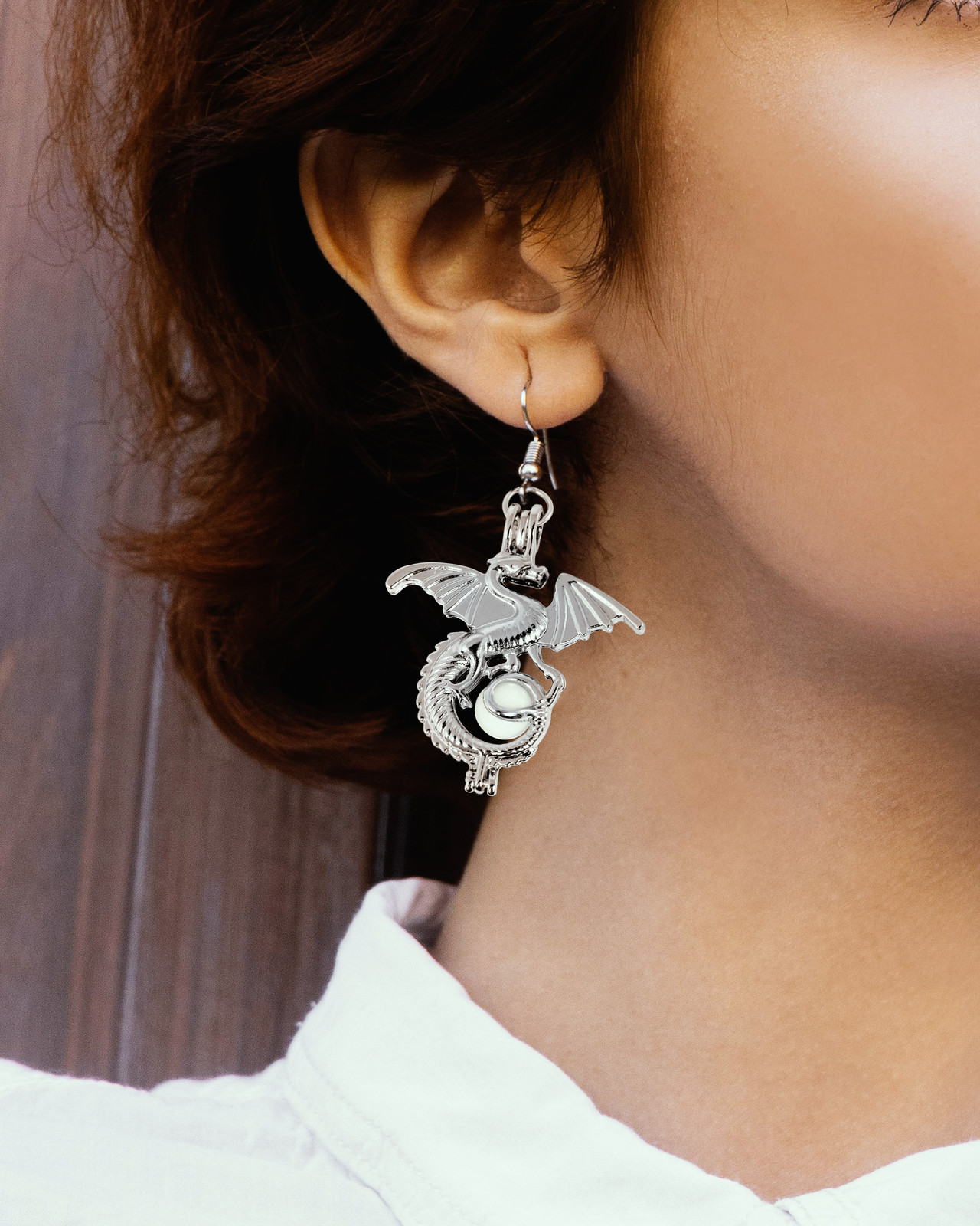 AlterImage Fiery Winged Dragon Earrings Set Glow In The Dark 3 Luminous Jewelry