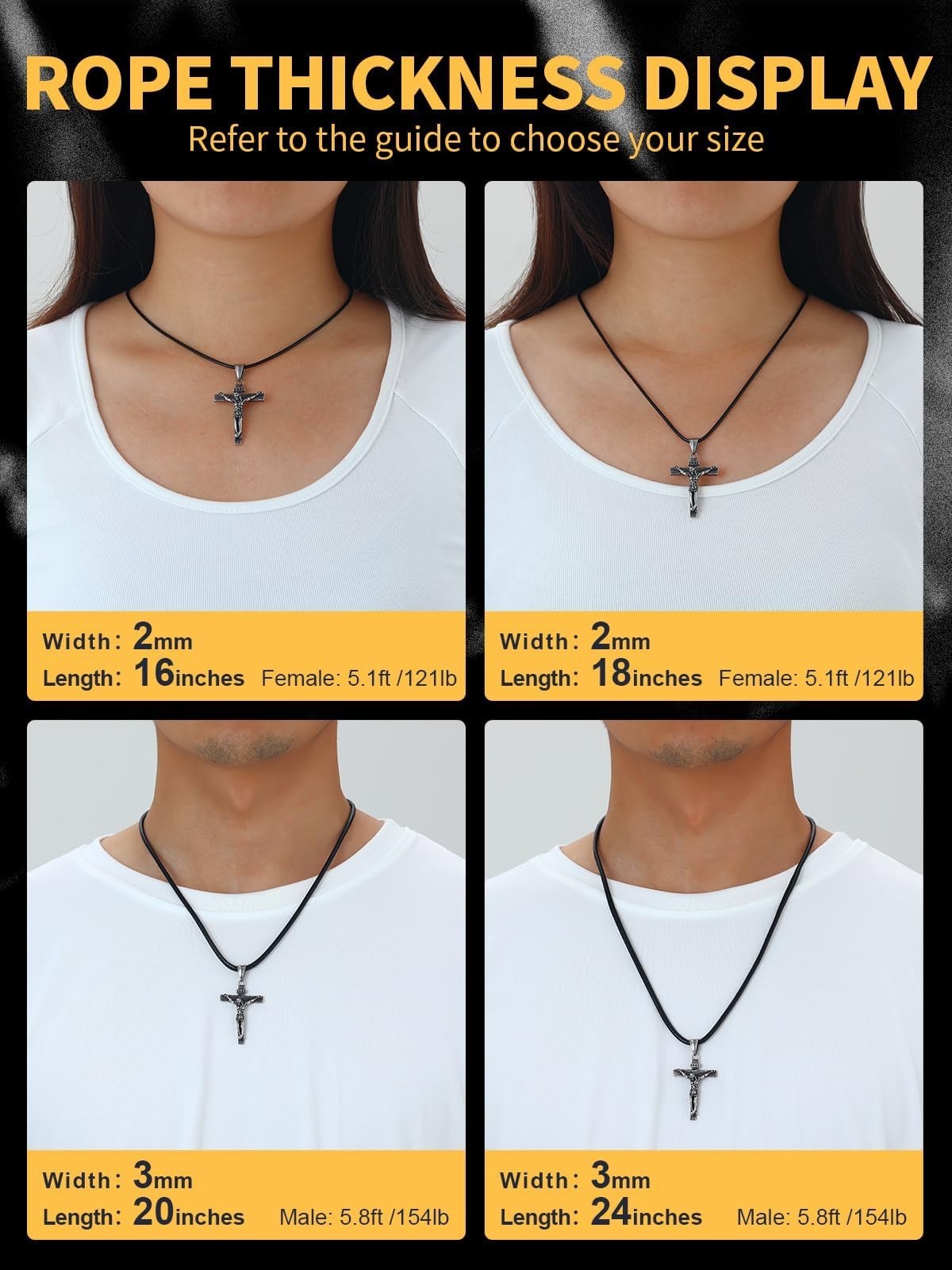 Customizable Leather Necklace Cord with Waterproof Woven Wax Rope Chain, 16″-30