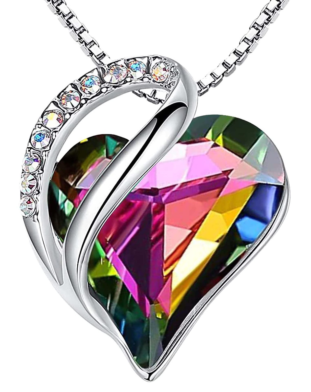 Gift Necklaces for Women, Infinity Love Heart Pendant with Rainbow Black Heal…