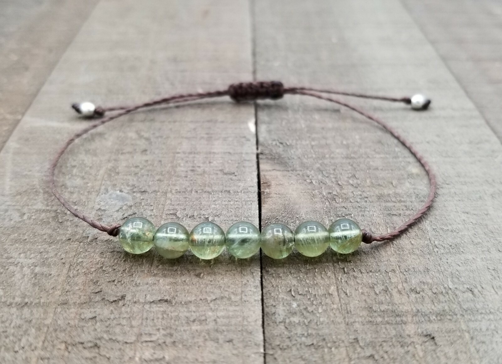 Green kunzite string bracelet minimalist chakra jewelry yoga style bracelet