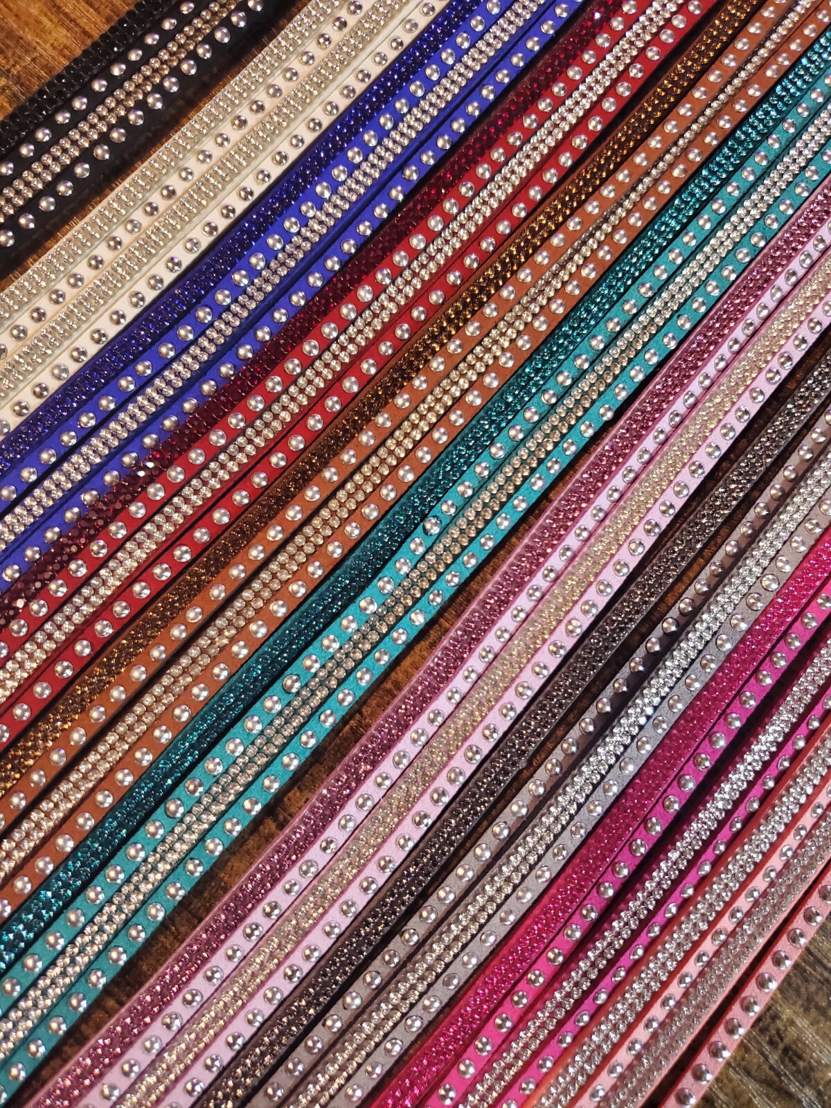 Double Wrap Bracelets Crystal Rhinestone Silver Tone Studs Multiple Colors!