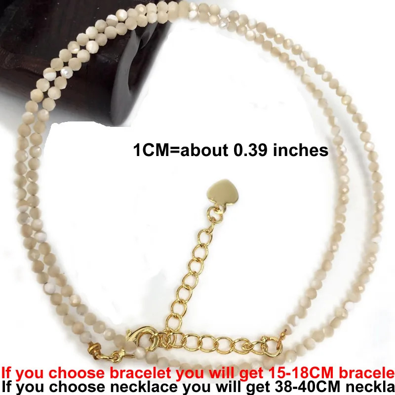 Natural Stone Necklace 2mm Faceted Bead Strand 38-40cm Adjustable Jewelry