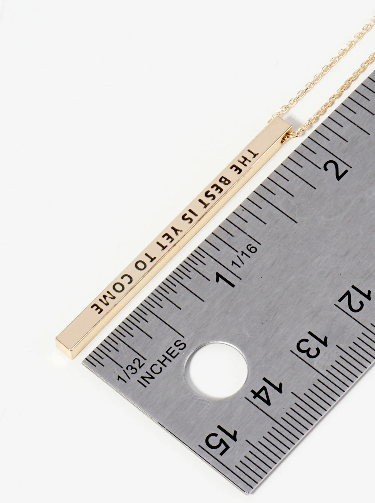 Brass Vertical Bar Necklace Best Is Yet To Come, 17in, Gold or Silver Tone