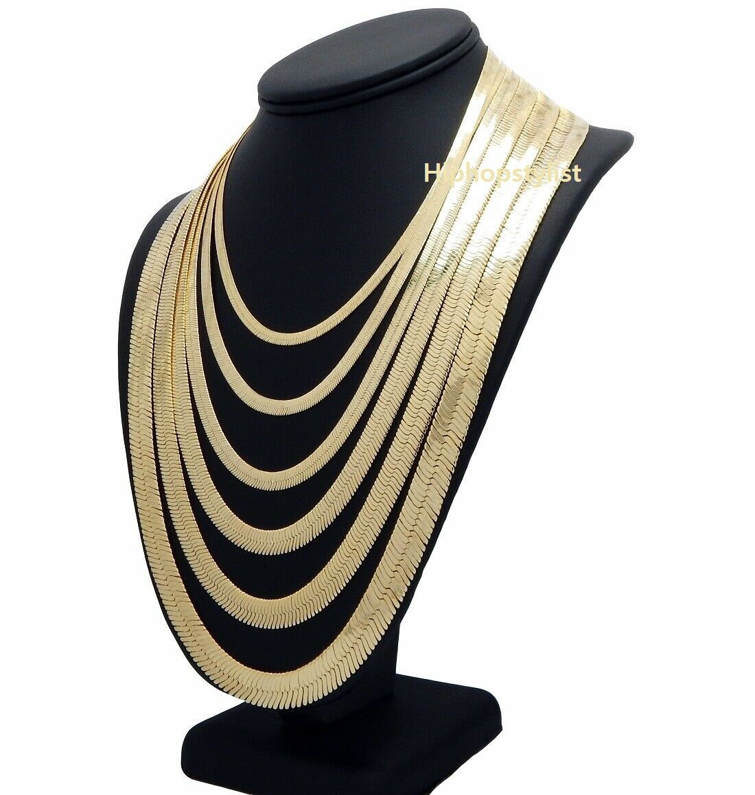 Herringbone Chain Necklace 4mm to 11mm 14K Gold Plated 18″ 20″ 24″ 30″ inch