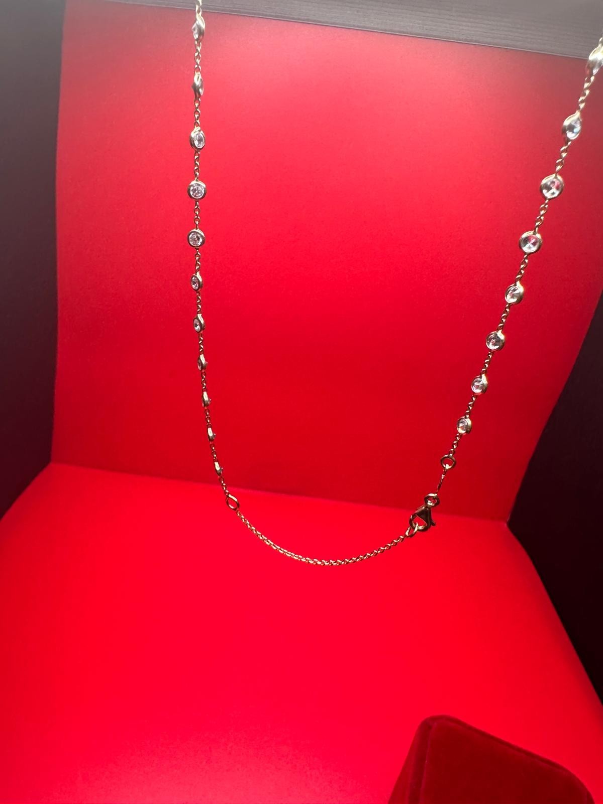 14k Gold Bezel Necklace-Cubic Zirconia