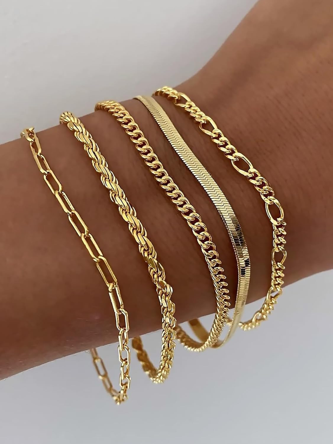 DEARMAY 14K Gold Plated Bracelets for Women Waterproof, Jewelry Sets Trendy Thin