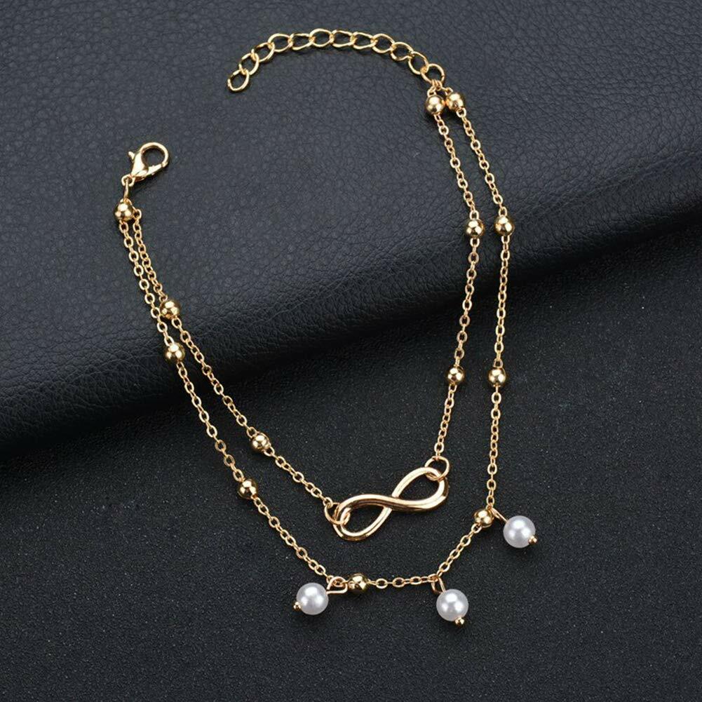 Women Double Ankle Bracelet 925 Silver Anklet Foot Jewelry Girl’s Beach Chain