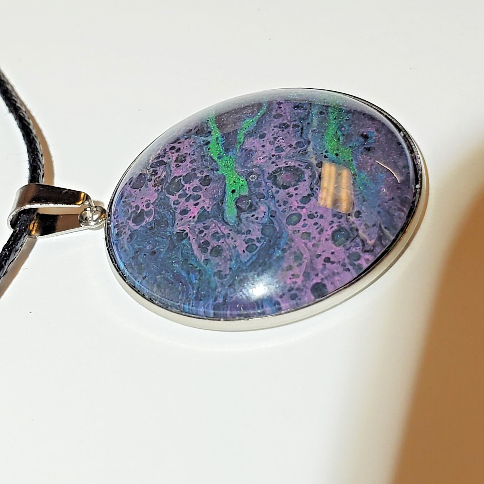 Necklace and Earrings Set, Acrylic Paint Pour Painting Jewelry, A8