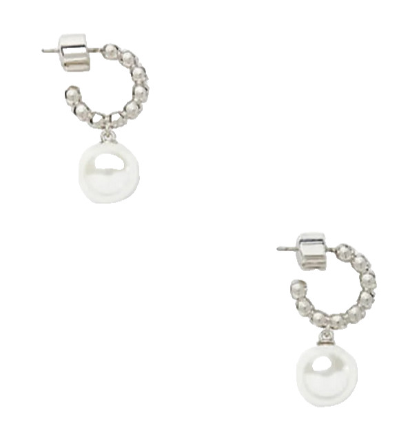 Kate Spade Earrings Modern Pearls Drop Huggies Cream Silver NEW Jewelry Gift