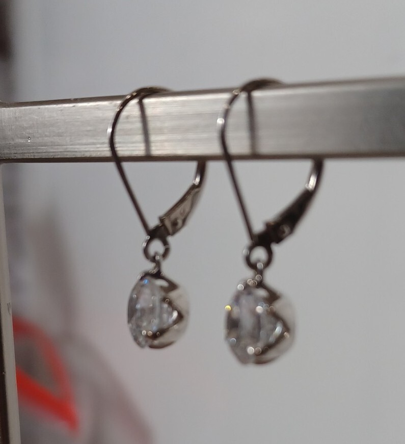 Solitaire CZ Round Brilliant Earrings 2 CTTW 925 Sterling Leverback Drop ILU