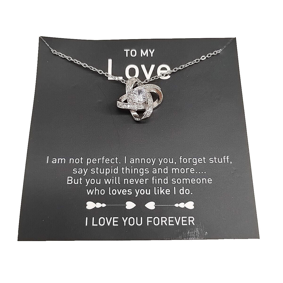 GF Anniversary Gift Promise Pendant Necklace Love Knot Stainless Steel 19.5″