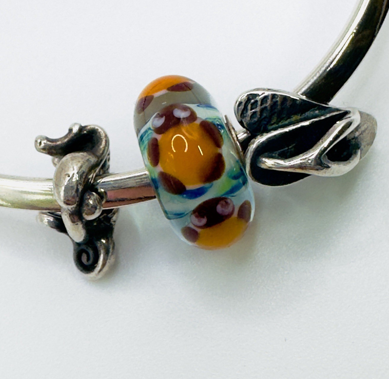 TROLLBEADS Turtle OOAK, Flip Flops & Sea Horse Trio Lot Rare HTF