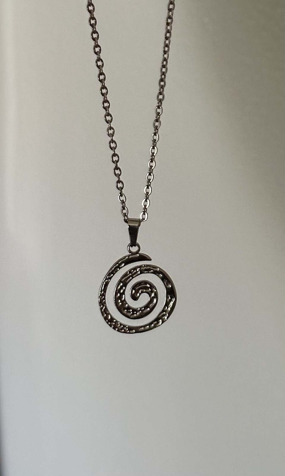 Spiral Swirl Pendant Necklace Chain Silver Unisex Women Men Brand New